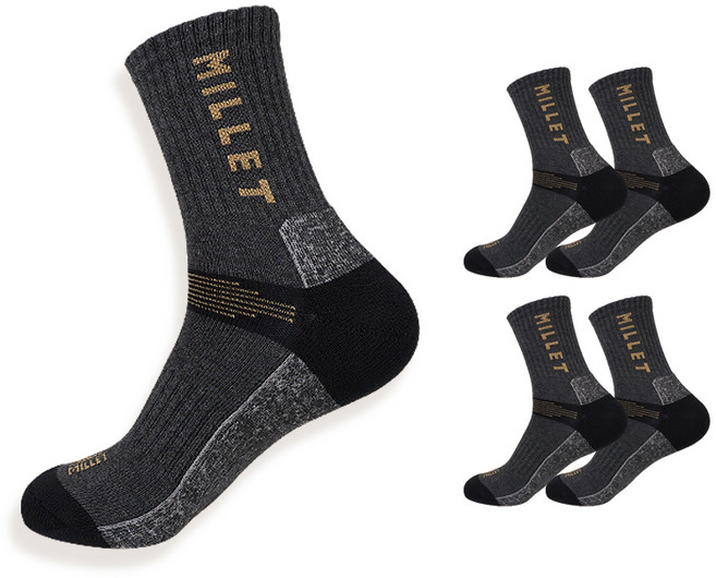 밀레 남성용 파일 장목 등산 양말 5족 세트, 차콜, 1세트