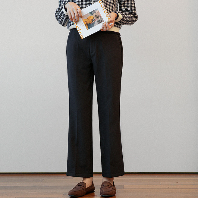 패션풀 여성용 레비 기모 속밴딩 세미부츠 슬랙스 27185