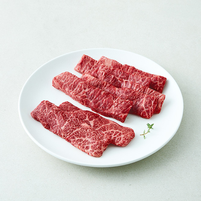 육교시 한우 꽃갈비살 1++등급 (9) 구이용 (냉장), 1개, 200g