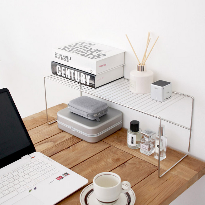 리빙해피 버츄나인 wide 수납 선반, 실버, 1단