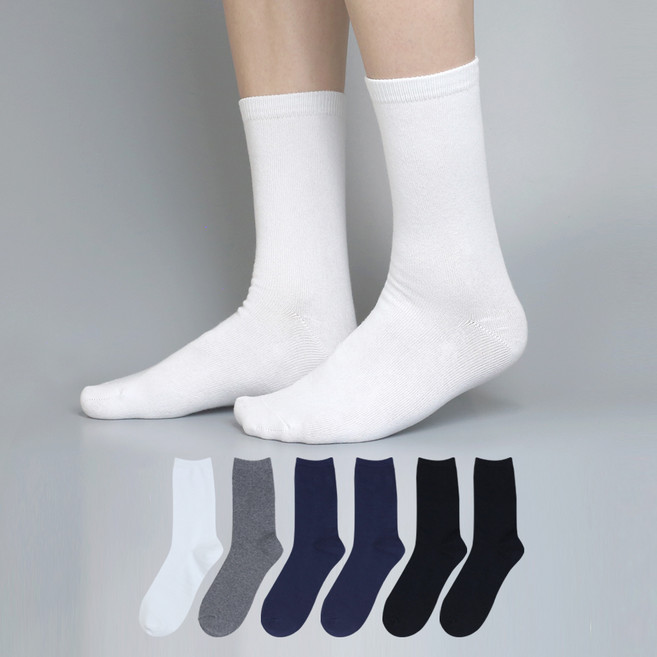 싹스윕 남성용 프리미엄 면두올 무지 장목 양말 6켤레