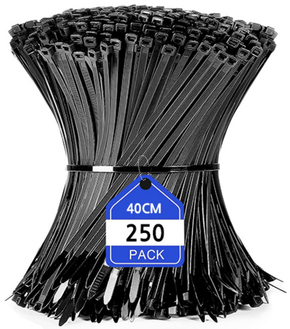 OON 고강도 대용량 초강력 중형 케이블타이 250p, 블랙, 1개