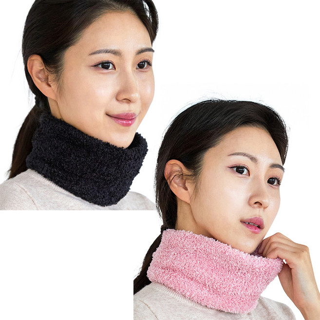 루매스 숏 넥워머 2종 세트, 블랙, 핑크, 1세트