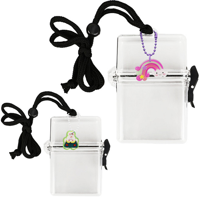 아가플러스 큐티 키링 포카 목걸이 케이스, 혼합색상, 2개