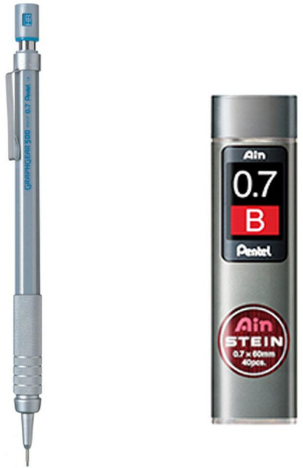 Pentel 飛龍文具 Graphgear 500 自動鉛筆 + Ain Stein 自動鉛筆芯 B 0.7mm 套組, 1組