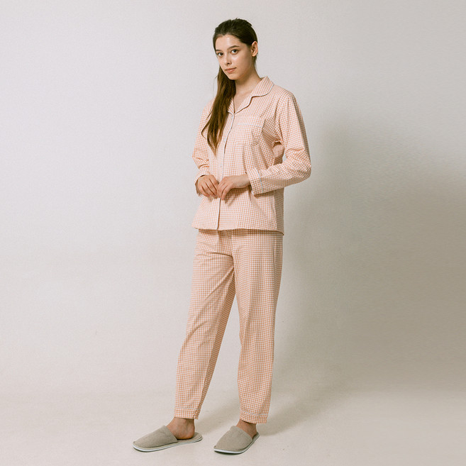 Anna&Co 女款格紋長袖睡衣家居服上下套裝