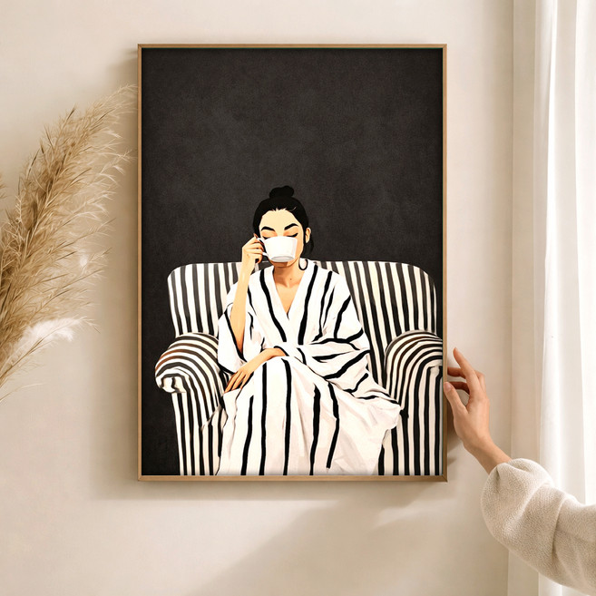 퍼니즈 홈 카페 포스터 스트라이프 커피