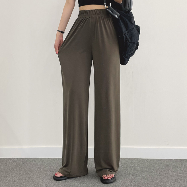 위드후이린 여성용 롱/숏/기본 기장 찰랑쿨 냉장고 밴딩 팬츠