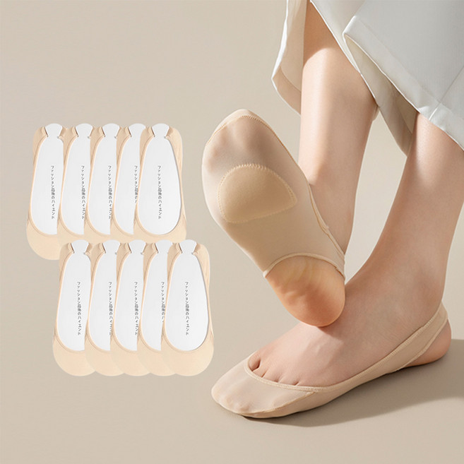 워더미 여성용 발바닥 쿠션 벗겨짐 방지 논슬립 페이크삭스 10켤레 세트 M1049
