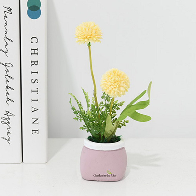 도시정원 쁘띠 미니 알륨 조화 소품, 옐로우, 1개