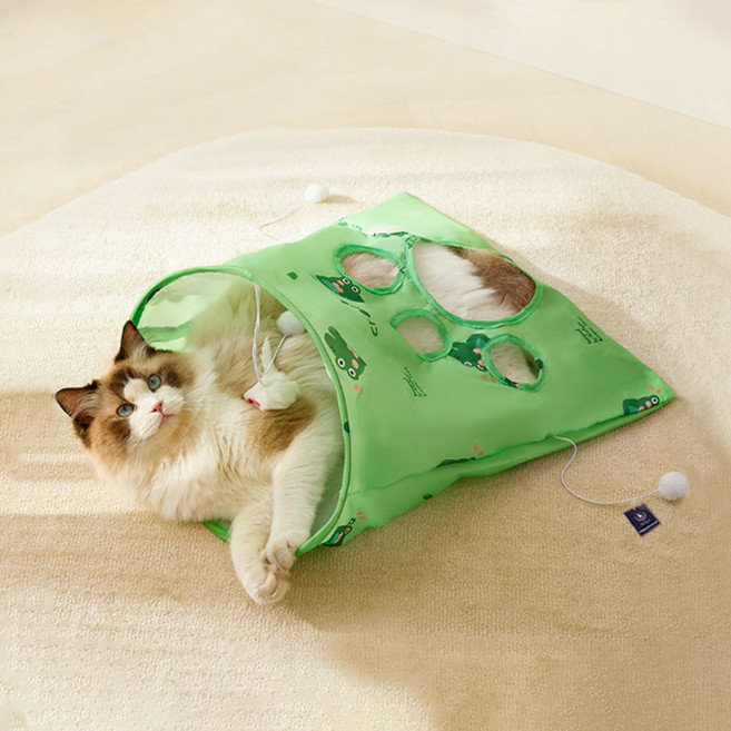 딩동펫 애니멀 고양이 바스락 숨숨 하우스, 그린, 1개