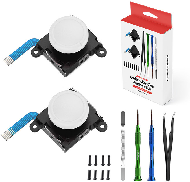 스페이스쉴드 닌텐도 스위치 / OLED / 조이콘 아날로그 스틱 프리미엄 수리 공구 세트, 화이트, 1세트
