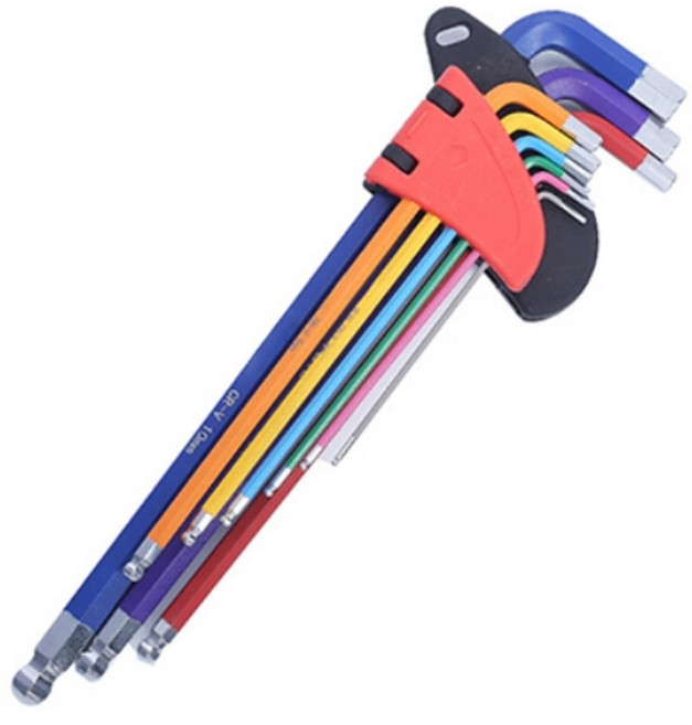 Dr.Tools 多用途工業級鉻釩鋼彩色六角扳手組, 9支扳手, 1組