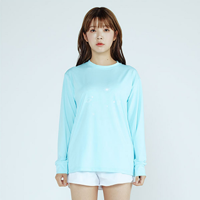 솔레일 여성용 칼리 루즈핏 긴팔 + 하이웨스트 일체형 쇼츠 래쉬가드 세트