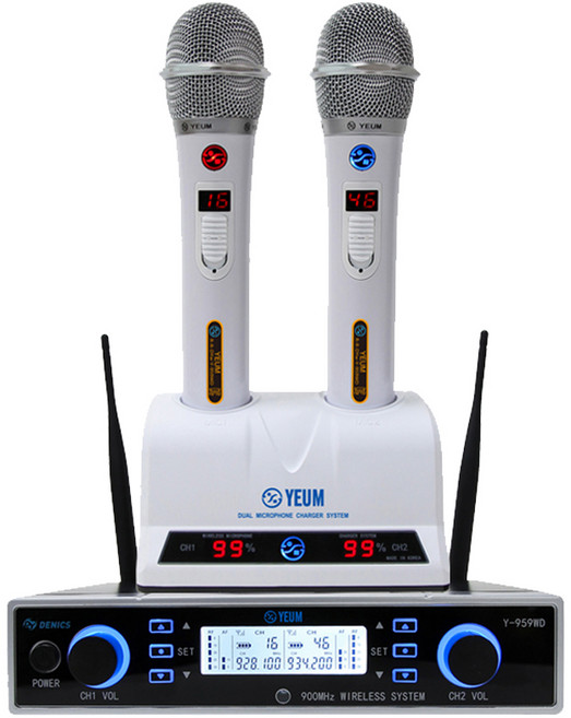 예음 프리미엄 노래방 무선 마이크 화이트, Y-959WD