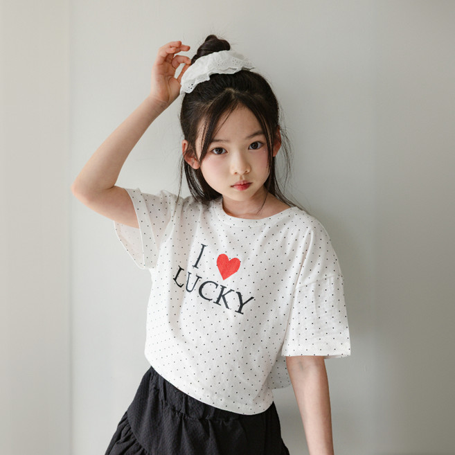 에스엠투 여아용 하트 크롭 티셔츠