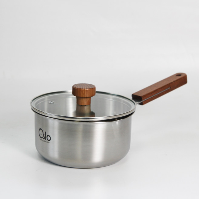 리빙글로리 인덕션 오슬로 통3중 STS304 유리뚜껑 + 편수 냄비 세트, 혼합색상, 1세트, 18cm