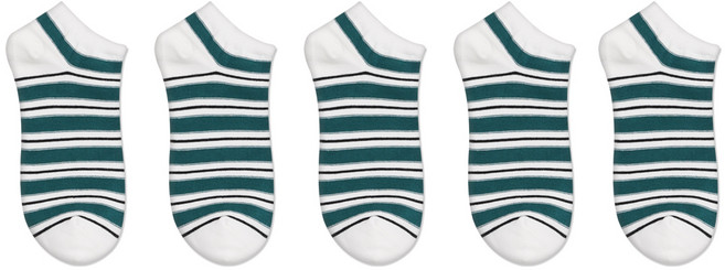 박군 PG 남성용 학생용 신사 컬러 포인트 링글 발목 양말 5족 세트