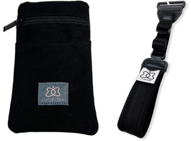 루시로다 사이드 힙시트 전용 스마트폰 파우치 + 스트랩, 블랙(파우치), 블랙(스트랩)