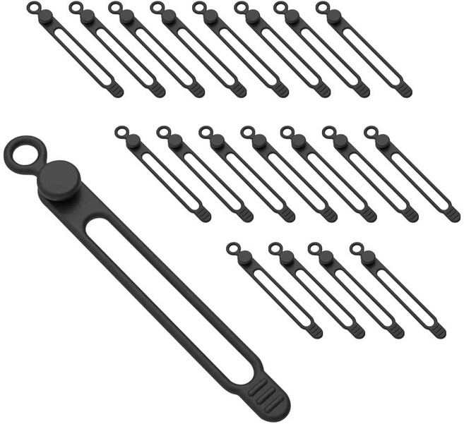 쥬롬 실리콘 케이블 타이 선 정리 홀더, 20개, 블랙