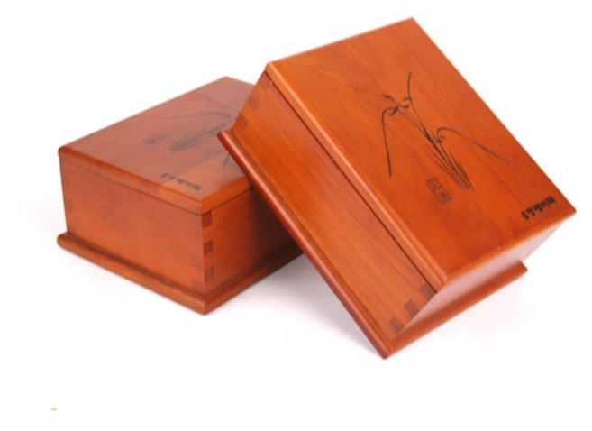 육형제바둑 원목 사각 바둑통 세트, 갈색, 1개