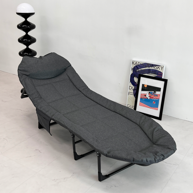 오브민 무설치 낮잠 6단계 조정 대형 휴대용 접이식침대, 그레이