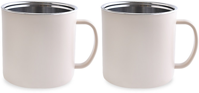 디유 2중 스텐 보온보냉 머그컵 430ml, 아이보리, 2개