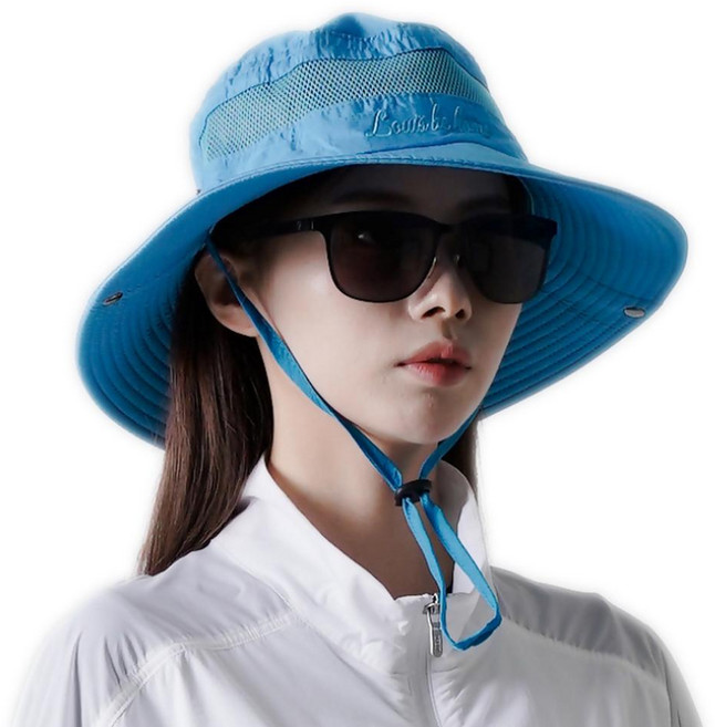 LouisBeHome 男女通用登山帽 輕量透氣漁夫帽, 藍色