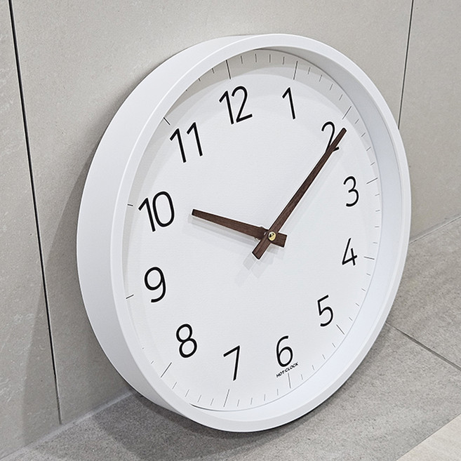 핫클락 310파이 국산 슬림모던 나무바늘 무소음 벽시계 A형, 화이트