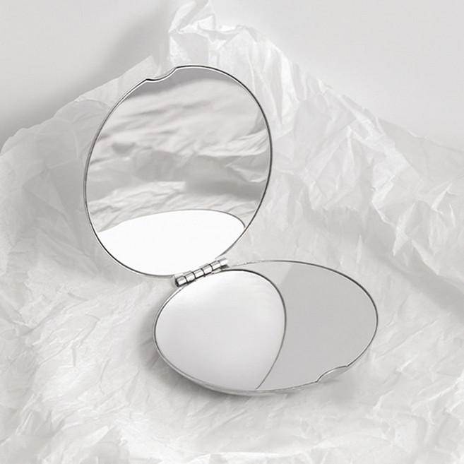 희미몰 KK110 휴대용 미니 접이식 화장 거울 A, 실버, 1개