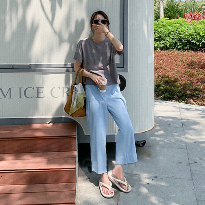 패션풀 여성용 made 구름 포켓 밴딩 와이드 팬츠 26757