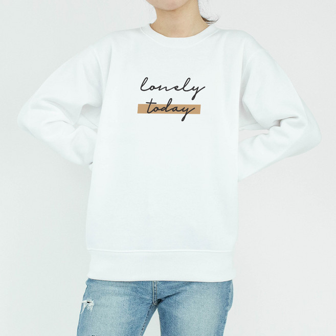 험블스튜디오 여성용 론리 투데이 레터링 맨투맨 티셔츠 FF540