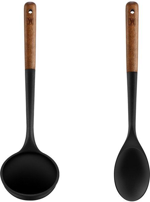 바겐슈타이거 플렉시벨 플래티넘 실리콘 2종, 국자 + 볶음스푼, 블랙, 1세트