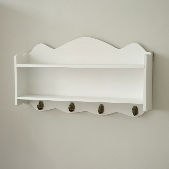 순잠 북유럽 스타일 벽걸이 원목 수납 격자 선반, 화이트, 2단