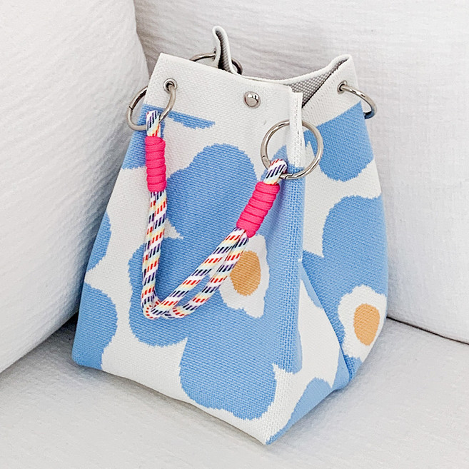 CCREANG 女用條紋花朵圖案針織迷你托特包 E263