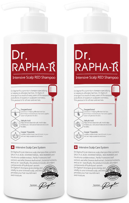 닥터라파알 레드 탈모 증상 완화 스칼프 샴푸 그린 프루티 플로럴 향, 1L, 2개