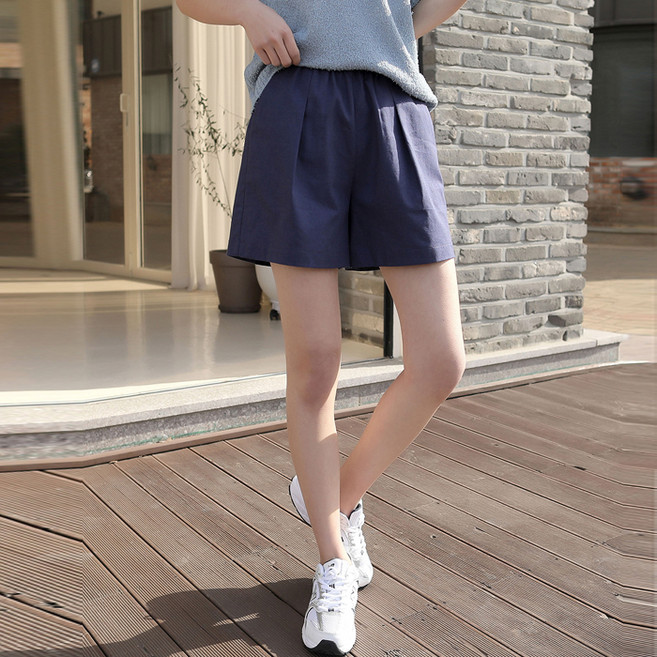 빼빼 여성용 통기성 올밴딩 린넨 4부반바지