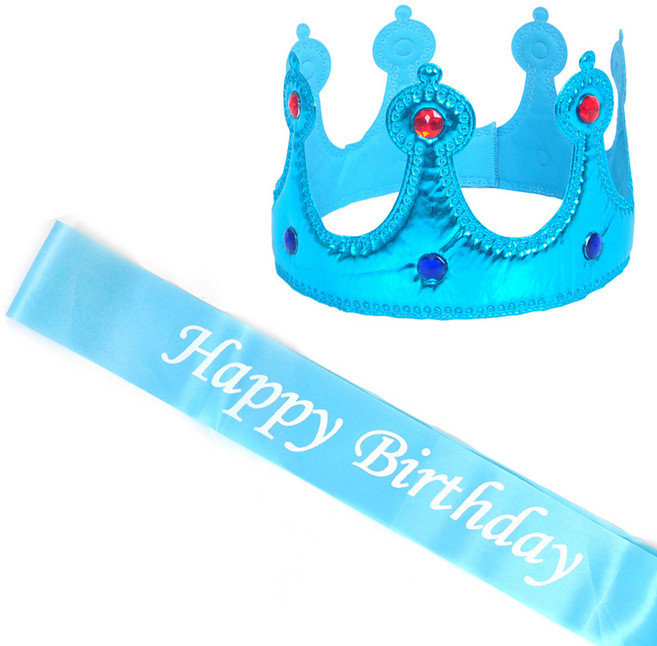 PARTYSHOW 公主海綿皇冠生日肩帶套裝, 1組, 淺藍色 + 藍色