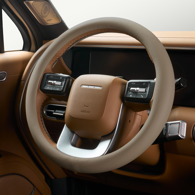 벤딕트 자동차 숨쉬는 원형 무타공 핸들 커버, 올리브 브라운