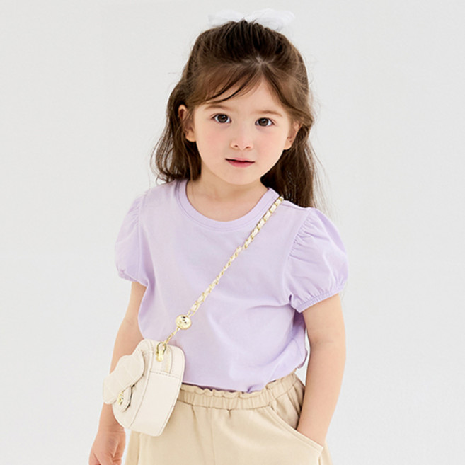 유니프랜드 여아용 퍼프 면 반팔 티셔츠