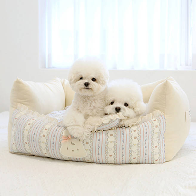 이츠독 반려동물 토리네 프릴 사각 베드, One Color, 1개