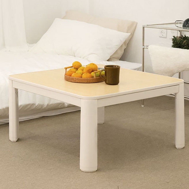 지이라이프 접이식 난방테이블 KOR-75F, 화이트 + 베이지