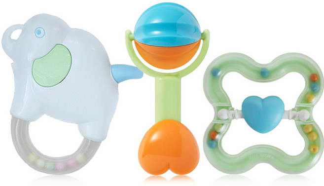 Greenlife 딸랑이 치발기 인형 세트, 혼합색상, 1세트