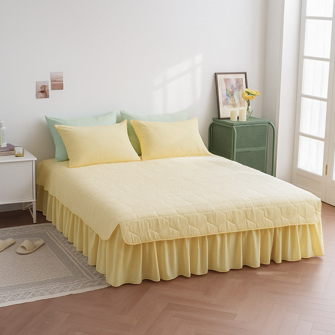 허그미 국내 제조 프릴 스커트 3면 날개형 매트리스 커버