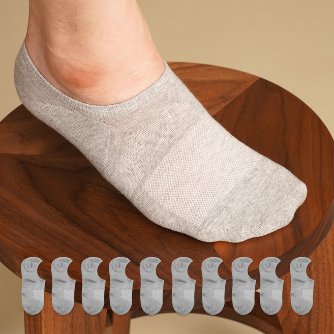 삭피엔스 데오프리 남성용 벗겨지지 않는 발등 덮는 페이크삭스 발냄새 소취 10켤레 세트