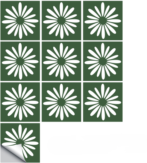 델리리움 보헤미안 스타일 데이지 셀프 무광 타일 스티커 10p, type 5