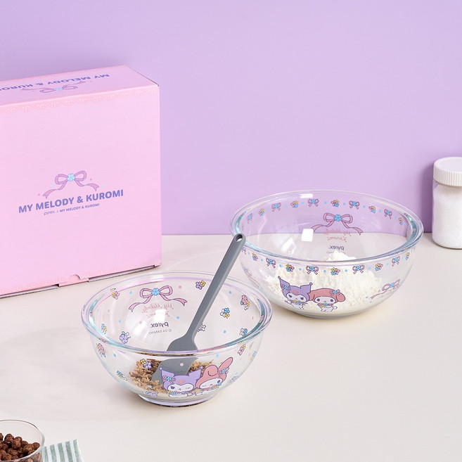 파이렉스 마이멜로디와 쿠로미 믹싱볼 세트, 1세트, 믹싱볼 1.4L + 2.4L