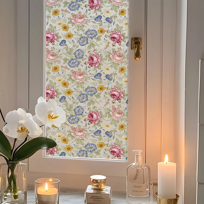 LANO 歐式復古花朵靜電隱私保護窗戶貼膜, 復古花朵