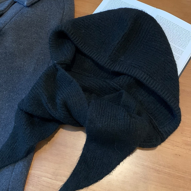 올인원 니트 모자 겸 스카프 바라클라바, 블랙, 1개