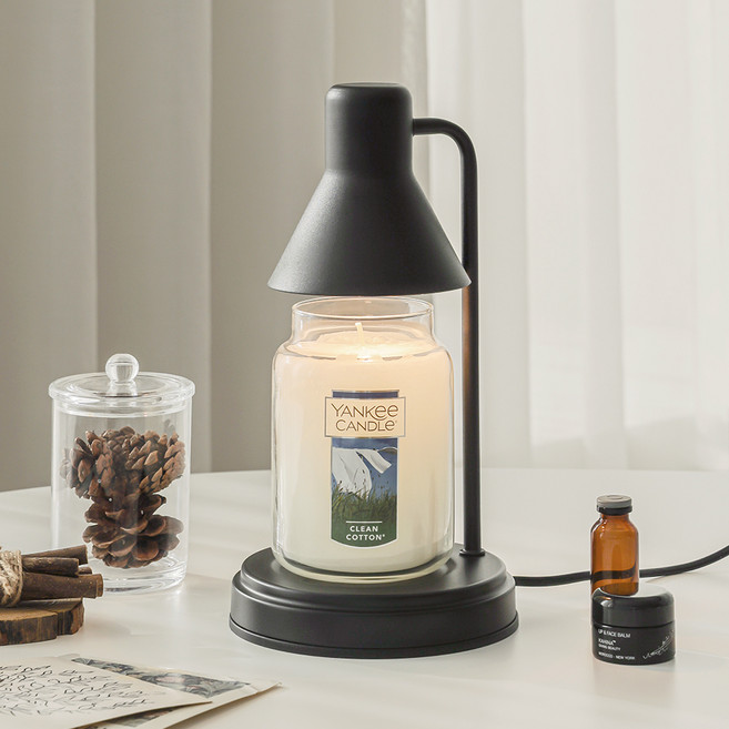 양키캔들 자캔들 + 플레인 캔들워머 + 전구 2p 세트, 블랙, 클린코튼